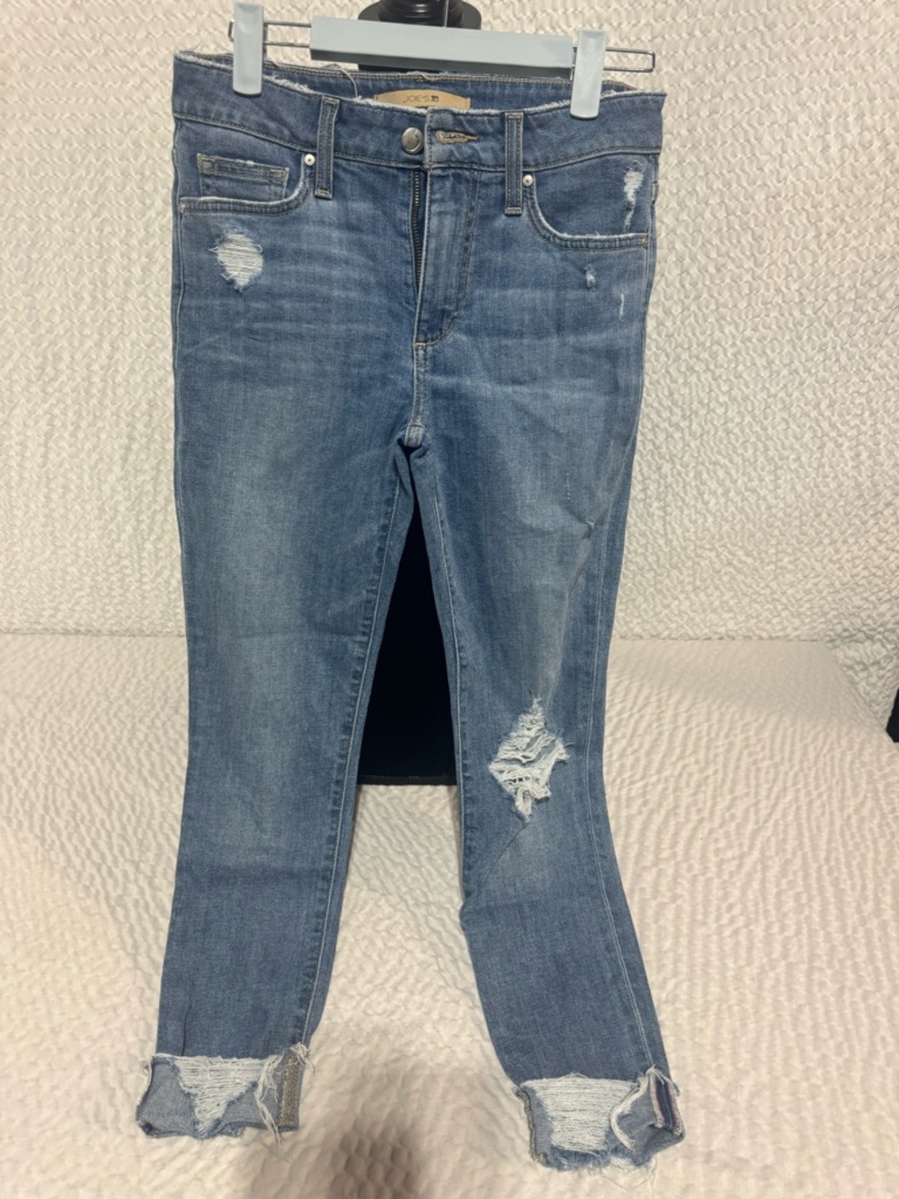 Joe's Jeans Medium Blue Distressed Cropped Skinny Jeans